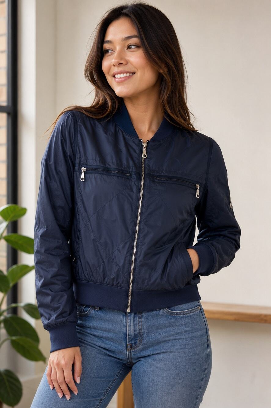 G Star Raw Aeronotic Bomber Jacket Womens Small Navy Blue Nylon Zip